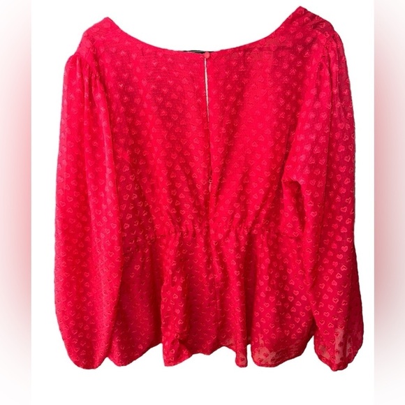 Torrid Plus Size Peplum Chiffon Clip Heart Blouse - Picture 7 of 13